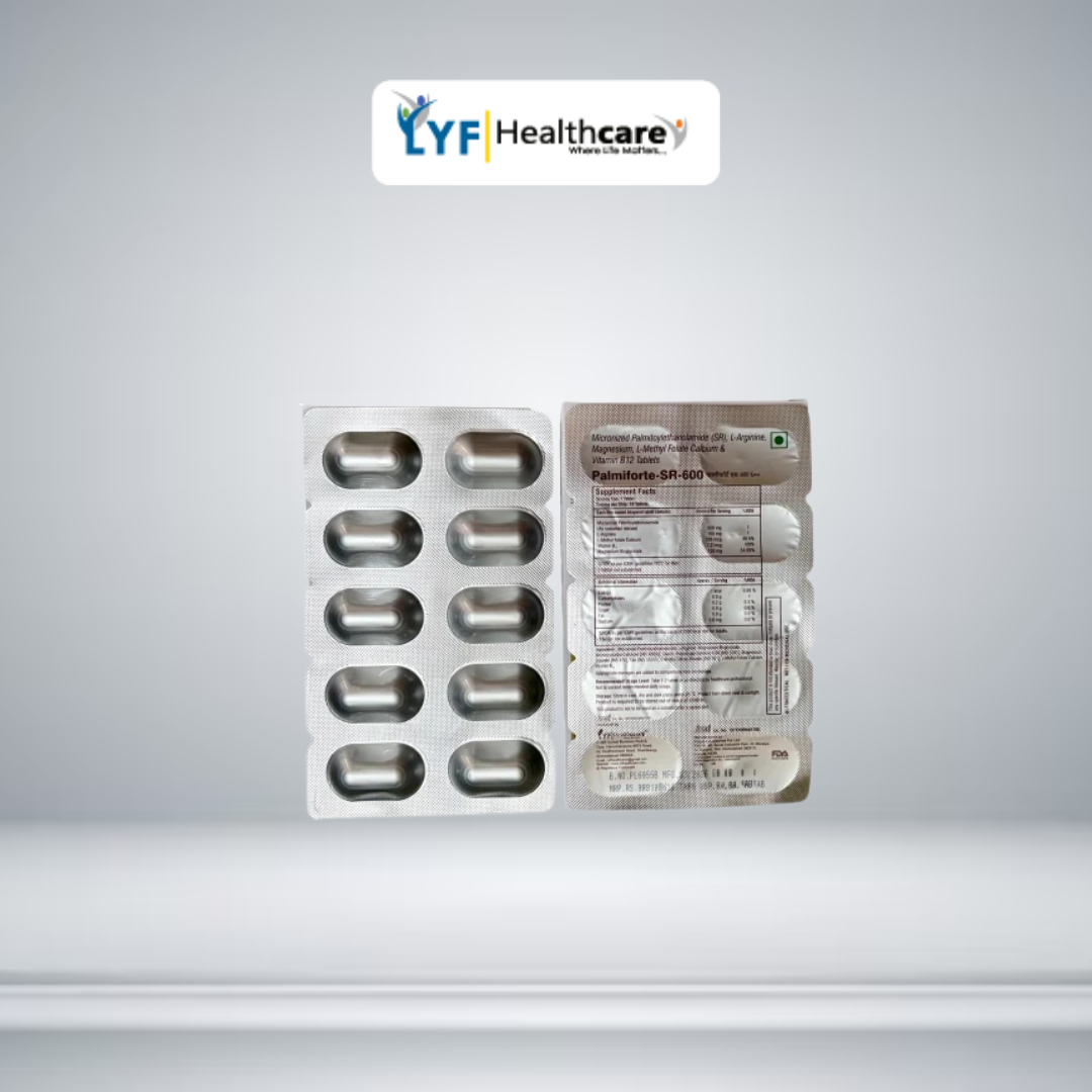PALMIFORTE SR 600 Palmitoylethanalomide L-Arginine, Magnesium, L- Methyl folate & Vitamin B12 TABS - Image 2