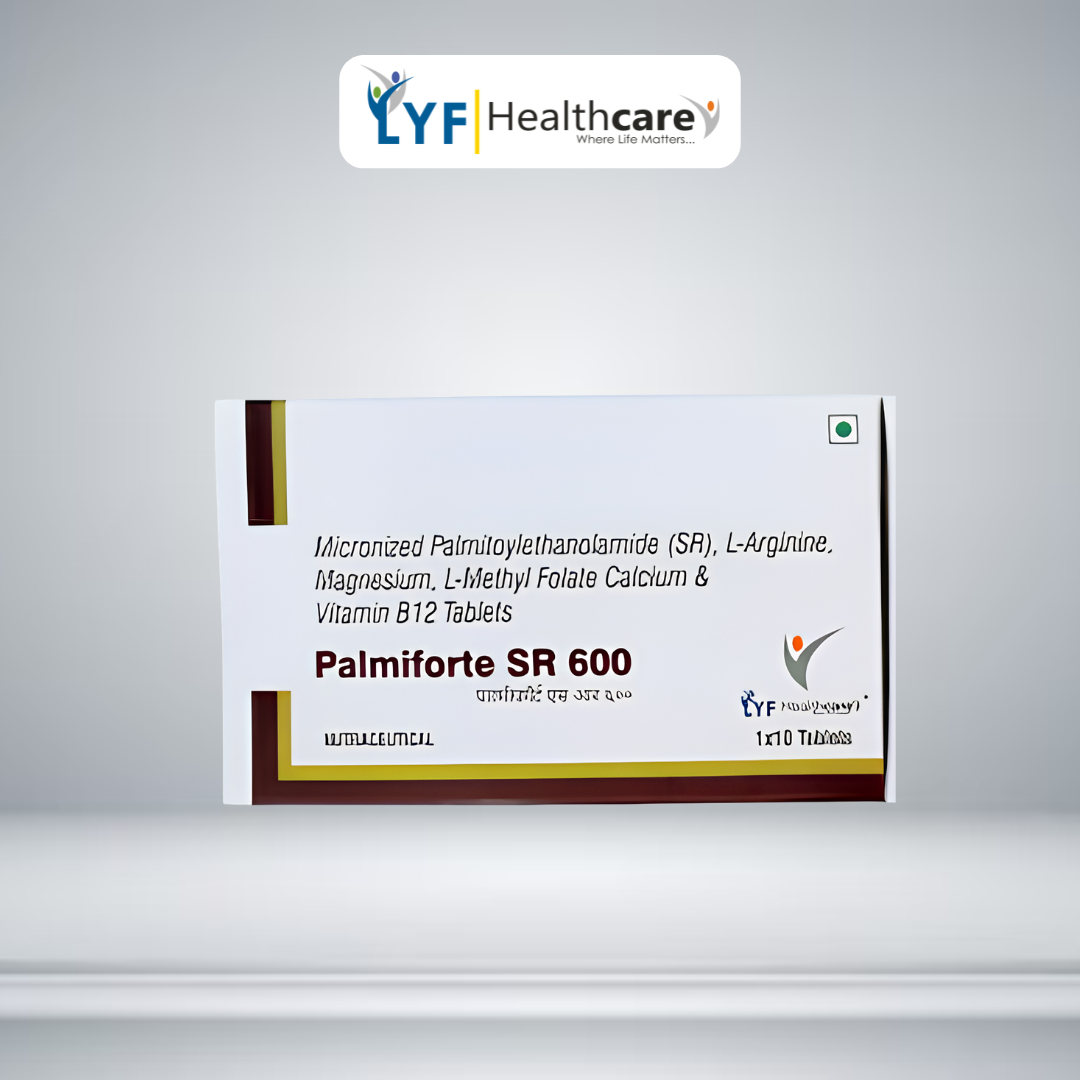 PALMIFORTE SR 600 Palmitoylethanalomide L-Arginine, Magnesium, L- Methyl folate & Vitamin B12 TABS